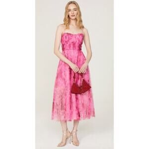 monique lhuillier pink tulle dress Monique Lhuillier Dotted Tulle Party Dress in Bubblegum Size 2
